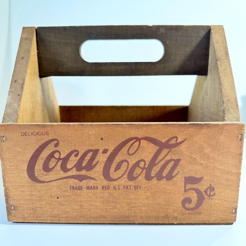 Vintage Wooden Coca-Cola Soda Bottle Crate Carrier